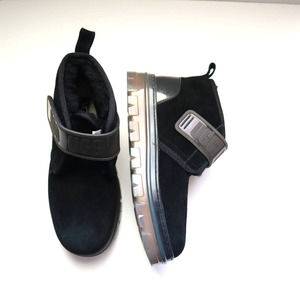 UGG Womens Sz 7 Clear Chukka Black Suede Wool Ankle Boots